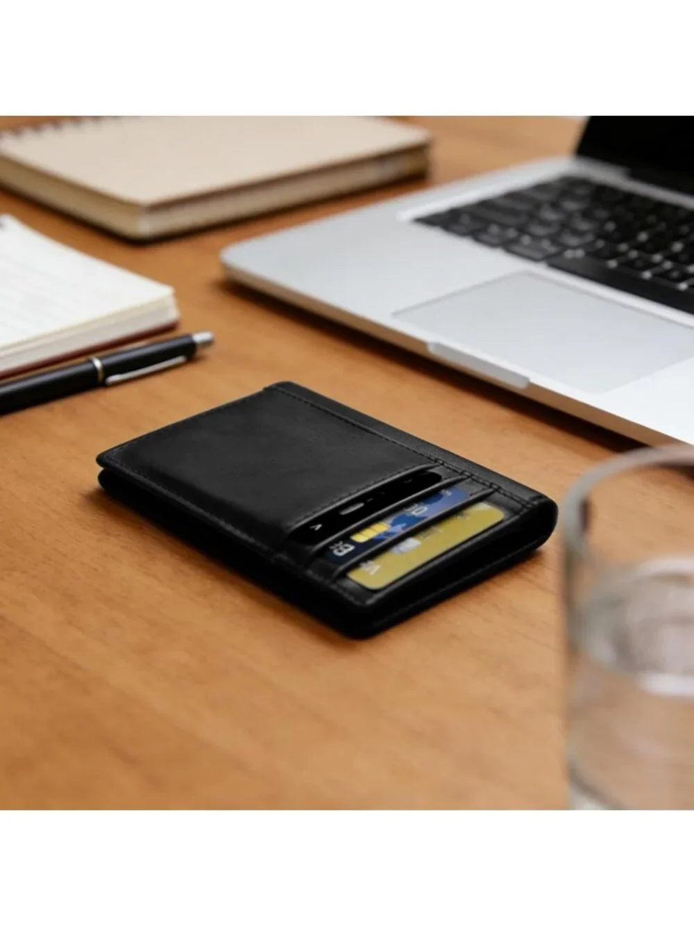 Slim Minimalist Leather Wallet for Men | Small Bifold Card Case & Credit Holder